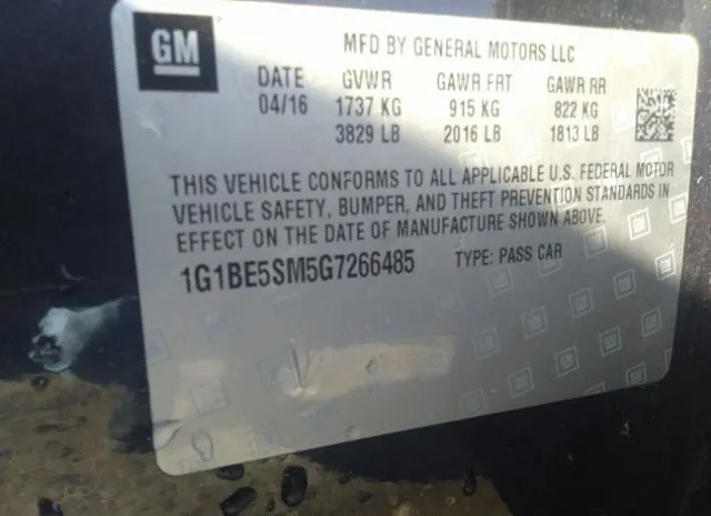 Photo 8 VIN: 1G1BE5SM5G7266485 - CHEVROLET CRUZE 