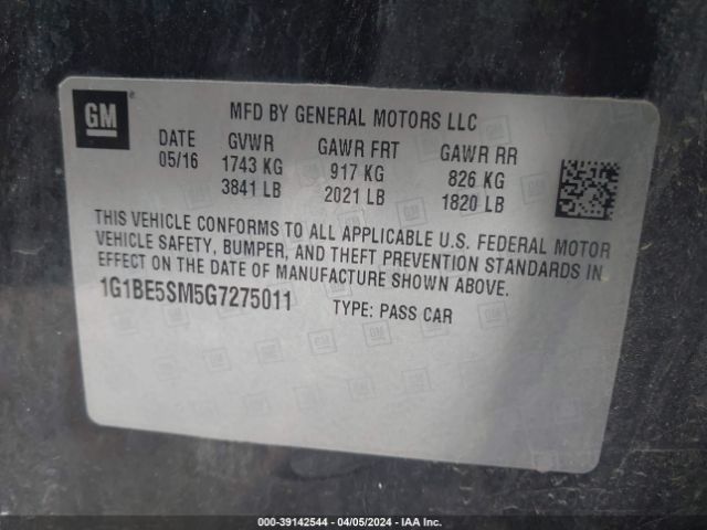 Photo 8 VIN: 1G1BE5SM5G7275011 - CHEVROLET CRUZE 