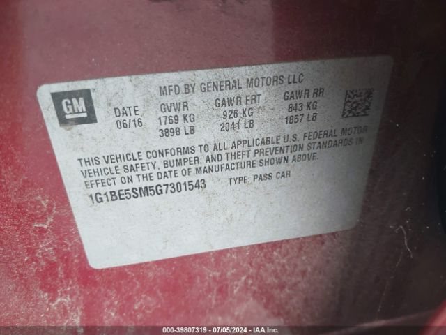 Photo 8 VIN: 1G1BE5SM5G7301543 - CHEVROLET CRUZE 