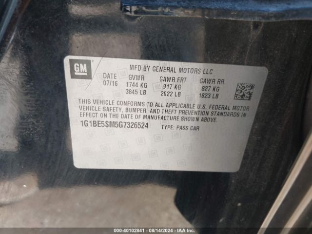 Photo 8 VIN: 1G1BE5SM5G7326524 - CHEVROLET CRUZE 