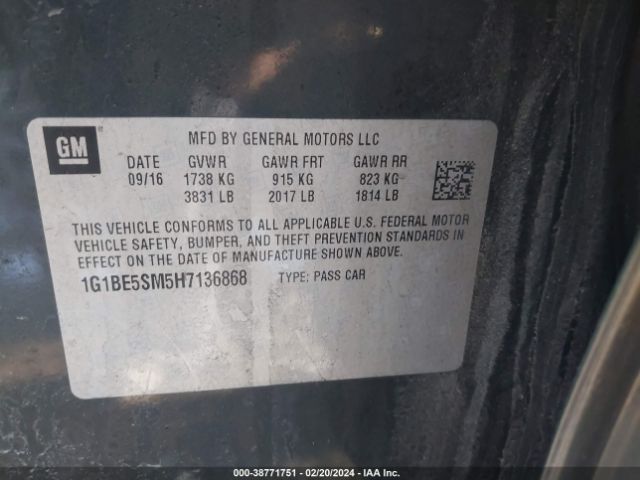 Photo 8 VIN: 1G1BE5SM5H7136868 - CHEVROLET CRUZE 