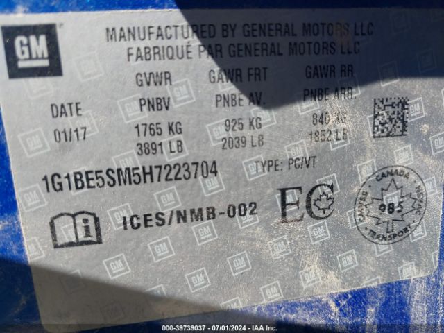 Photo 8 VIN: 1G1BE5SM5H7223704 - CHEVROLET CRUZE 