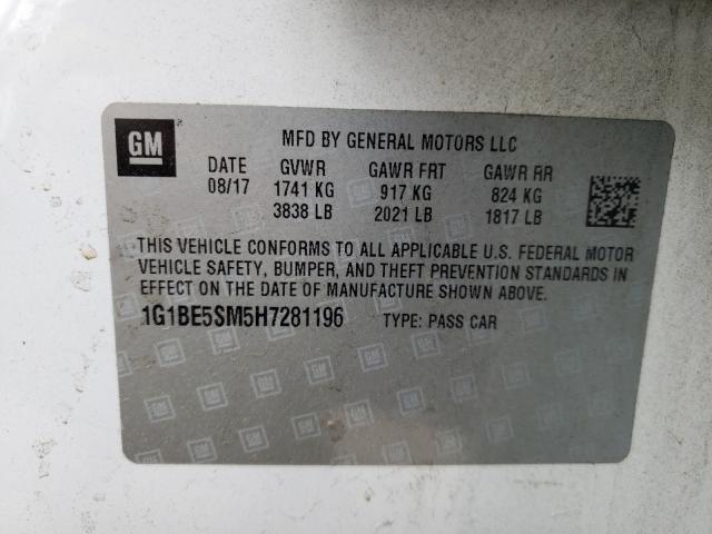 Photo 9 VIN: 1G1BE5SM5H7281196 - CHEVROLET CRUZE 