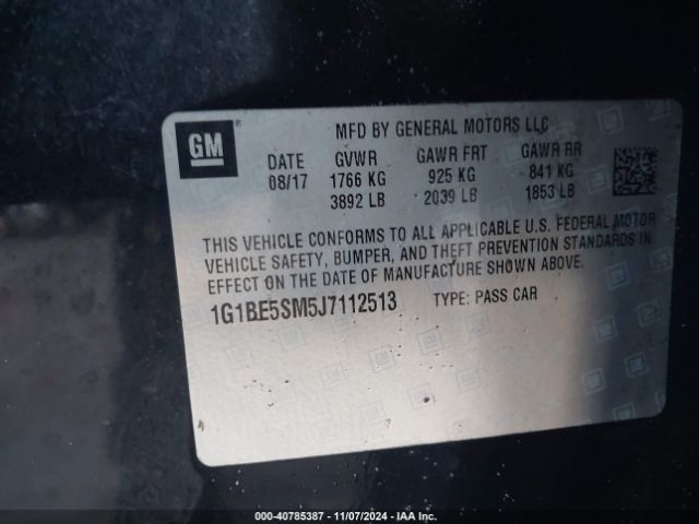 Photo 8 VIN: 1G1BE5SM5J7112513 - CHEVROLET CRUZE 