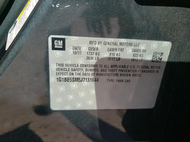 Photo 9 VIN: 1G1BE5SM5J7131644 - CHEVROLET CRUZE LT 