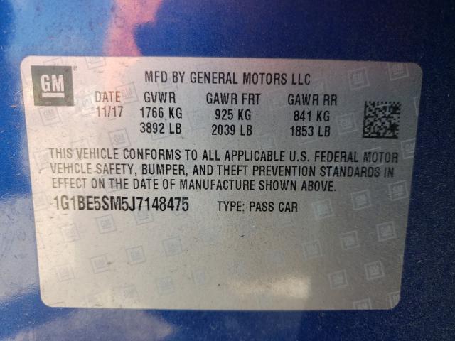 Photo 9 VIN: 1G1BE5SM5J7148475 - CHEVROLET CRUZE LT 