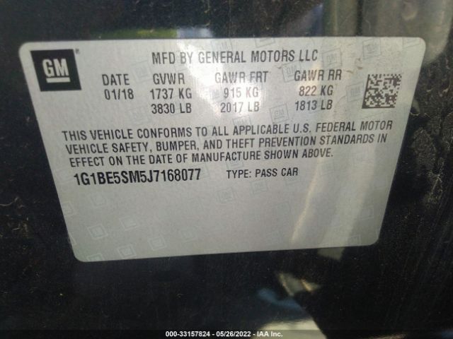 Photo 8 VIN: 1G1BE5SM5J7168077 - CHEVROLET CRUZE 