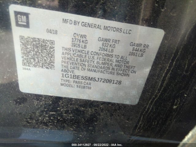 Photo 8 VIN: 1G1BE5SM5J7209128 - CHEVROLET CRUZE 