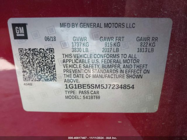 Photo 8 VIN: 1G1BE5SM5J7234854 - CHEVROLET CRUZE 