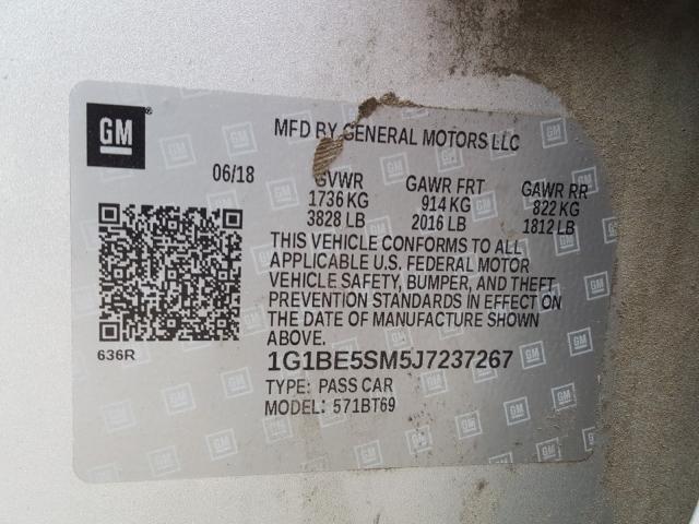 Photo 9 VIN: 1G1BE5SM5J7237267 - CHEVROLET CRUZE LT 