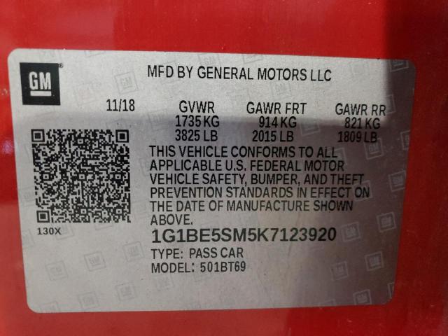 Photo 12 VIN: 1G1BE5SM5K7123920 - CHEVROLET CRUZE LT 