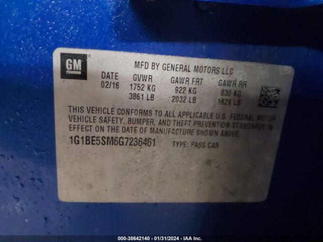 Photo 8 VIN: 1G1BE5SM6G7236461 - CHEVROLET CRUZE 