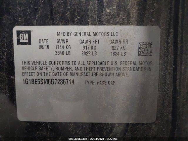 Photo 8 VIN: 1G1BE5SM6G7286714 - CHEVROLET CRUZE 