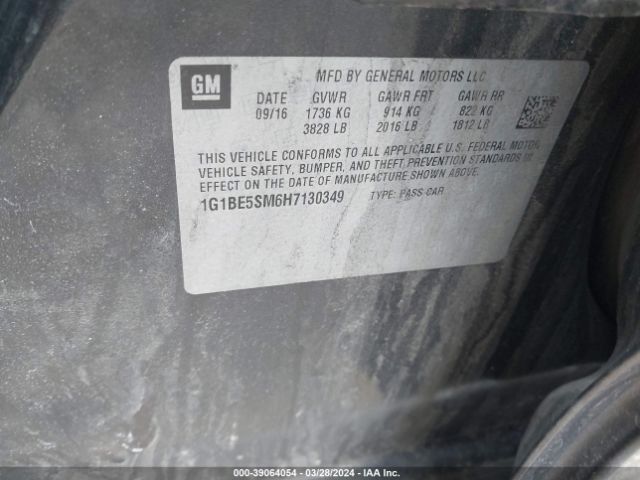 Photo 8 VIN: 1G1BE5SM6H7130349 - CHEVROLET CRUZE 