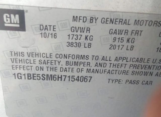 Photo 8 VIN: 1G1BE5SM6H7154067 - CHEVROLET CRUZE 