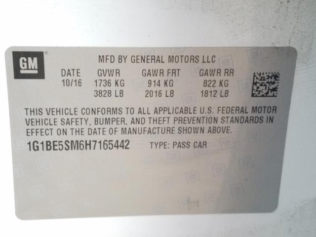 Photo 9 VIN: 1G1BE5SM6H7165442 - CHEVROLET CRUZE LT 