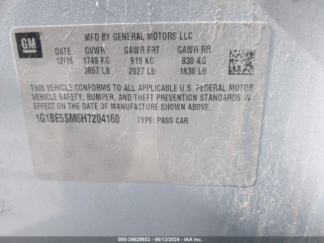 Photo 8 VIN: 1G1BE5SM6H7204160 - CHEVROLET CRUZE 