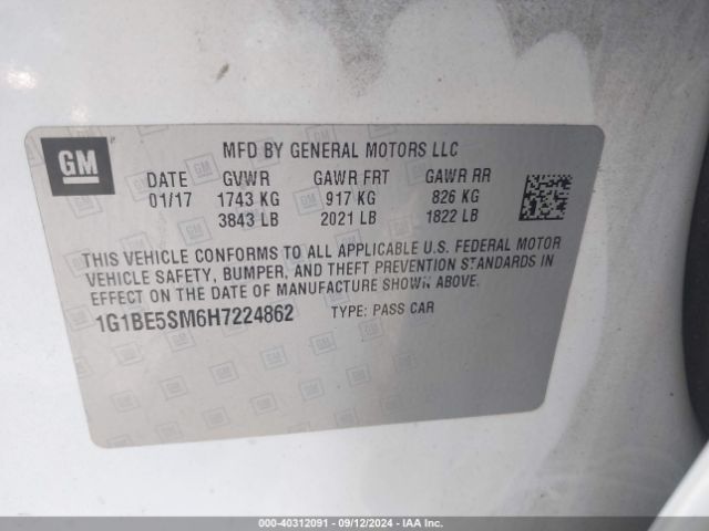 Photo 8 VIN: 1G1BE5SM6H7224862 - CHEVROLET CRUZE 