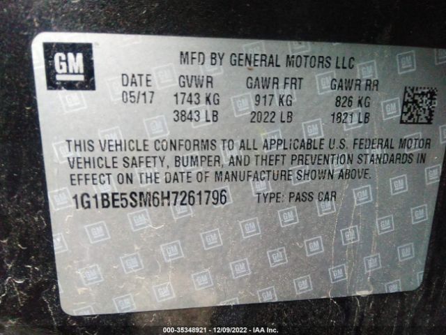 Photo 8 VIN: 1G1BE5SM6H7261796 - CHEVROLET CRUZE 