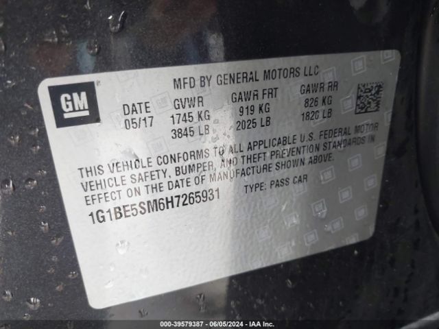 Photo 8 VIN: 1G1BE5SM6H7265931 - CHEVROLET CRUZE 