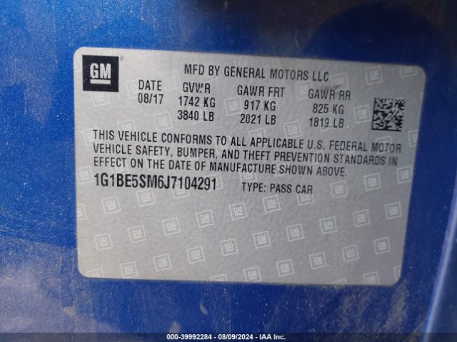 Photo 8 VIN: 1G1BE5SM6J7104291 - CHEVROLET CRUZE 