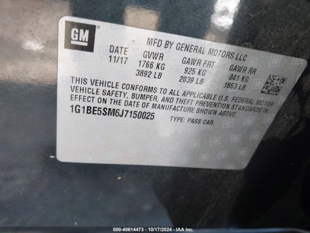 Photo 8 VIN: 1G1BE5SM6J7150025 - CHEVROLET CRUZE 