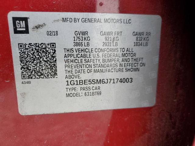 Photo 12 VIN: 1G1BE5SM6J7174003 - CHEVROLET CRUZE 