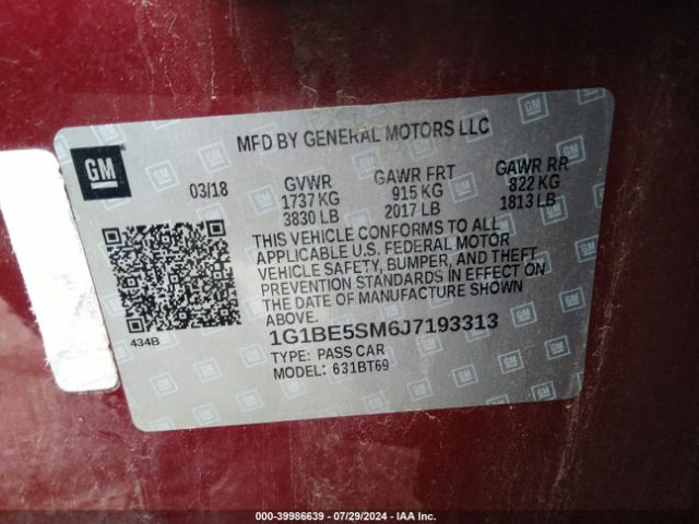 Photo 8 VIN: 1G1BE5SM6J7193313 - CHEVROLET CRUZE 