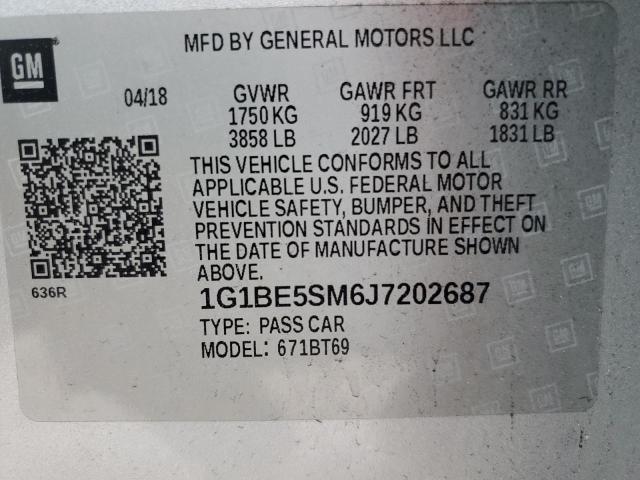 Photo 11 VIN: 1G1BE5SM6J7202687 - CHEVROLET CRUZE 