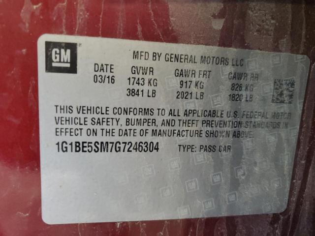 Photo 11 VIN: 1G1BE5SM7G7246304 - CHEVROLET CRUZE 