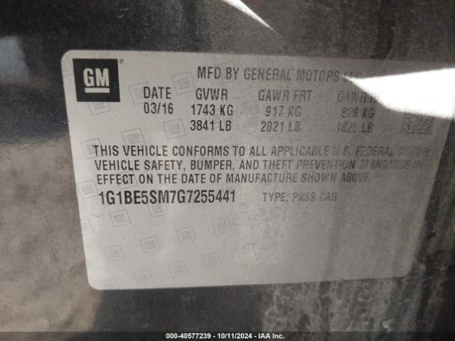 Photo 8 VIN: 1G1BE5SM7G7255441 - CHEVROLET CRUZE 