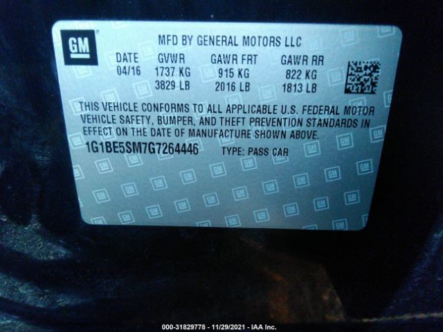 Photo 8 VIN: 1G1BE5SM7G7264446 - CHEVROLET CRUZE 