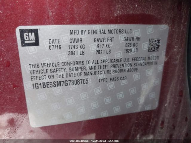 Photo 8 VIN: 1G1BE5SM7G7308705 - CHEVROLET CRUZE 