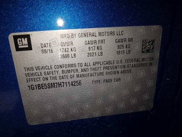 Photo 9 VIN: 1G1BE5SM7H7114256 - CHEVROLET CRUZE LT 