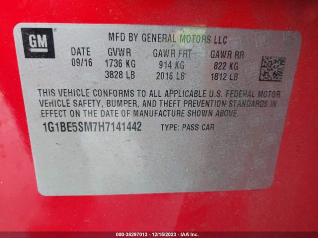 Photo 8 VIN: 1G1BE5SM7H7141442 - CHEVROLET CRUZE 