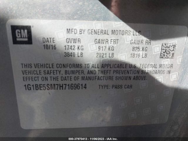 Photo 8 VIN: 1G1BE5SM7H7169614 - CHEVROLET CRUZE 