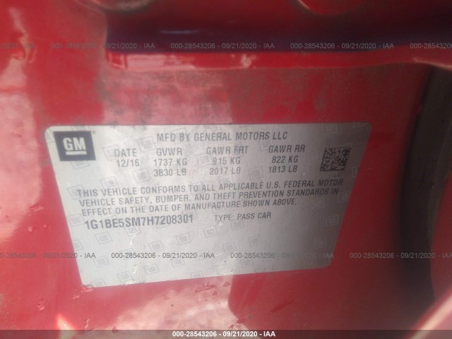 Photo 8 VIN: 1G1BE5SM7H7208301 - CHEVROLET CRUZE 