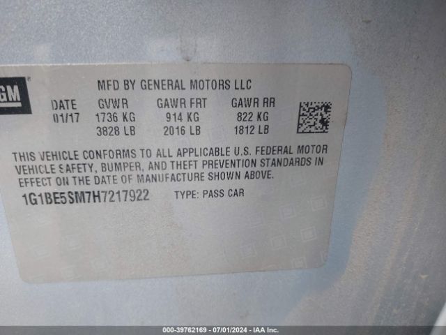 Photo 8 VIN: 1G1BE5SM7H7217922 - CHEVROLET CRUZE 