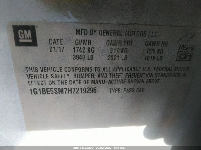 Photo 8 VIN: 1G1BE5SM7H7219296 - CHEVROLET CRUZE 