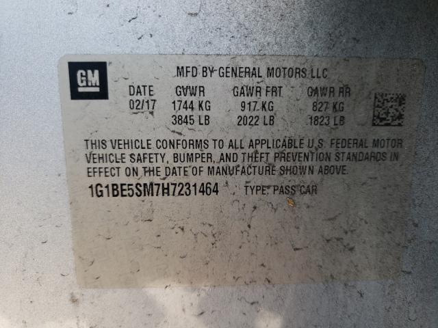 Photo 9 VIN: 1G1BE5SM7H7231464 - CHEVROLET CRUZE LT 