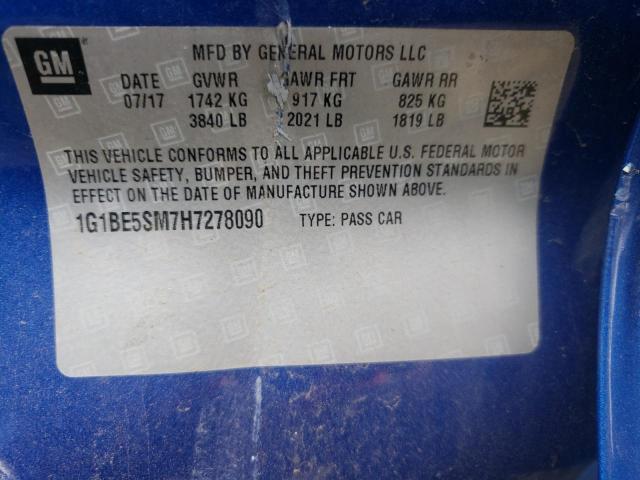 Photo 9 VIN: 1G1BE5SM7H7278090 - CHEVROLET CRUZE LT 