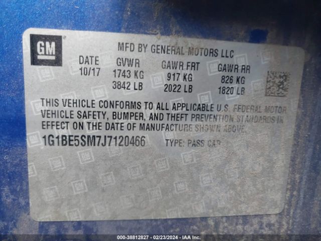 Photo 8 VIN: 1G1BE5SM7J7120466 - CHEVROLET CRUZE 