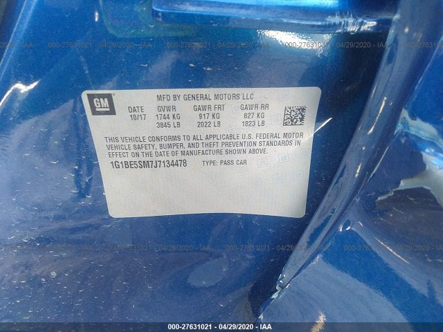 Photo 8 VIN: 1G1BE5SM7J7134478 - CHEVROLET CRUZE 