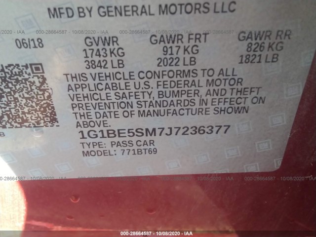 Photo 8 VIN: 1G1BE5SM7J7236377 - CHEVROLET CRUZE 