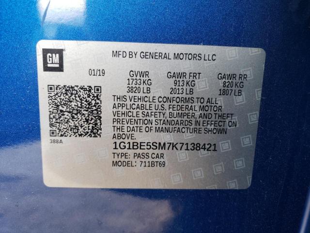 Photo 9 VIN: 1G1BE5SM7K7138421 - CHEVROLET CRUZE LT 