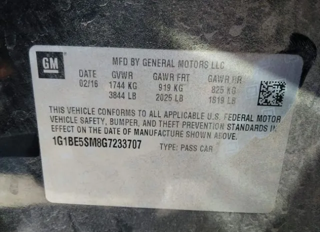 Photo 8 VIN: 1G1BE5SM8G7233707 - CHEVROLET CRUZE 