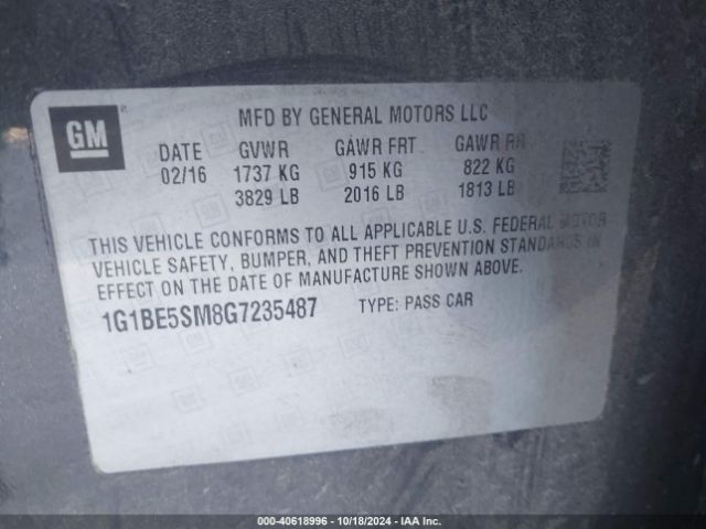 Photo 8 VIN: 1G1BE5SM8G7235487 - CHEVROLET CRUZE 