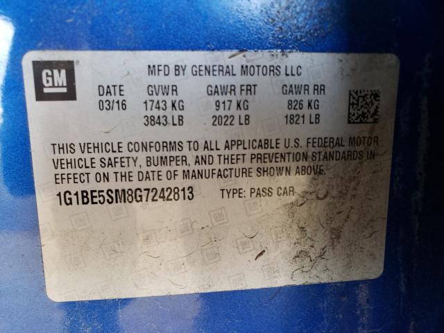 Photo 9 VIN: 1G1BE5SM8G7242813 - CHEVROLET CRUZE LT 