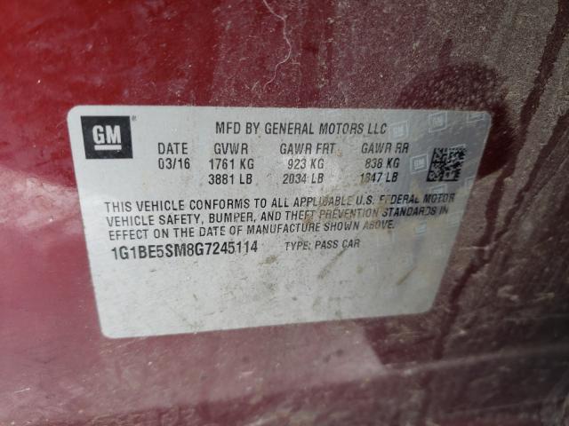 Photo 9 VIN: 1G1BE5SM8G7245114 - CHEVROLET CRUZE LT 