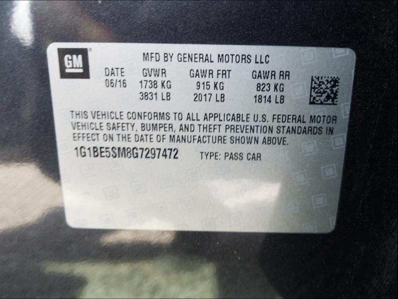 Photo 9 VIN: 1G1BE5SM8G7297472 - CHEVROLET CRUZE LT 